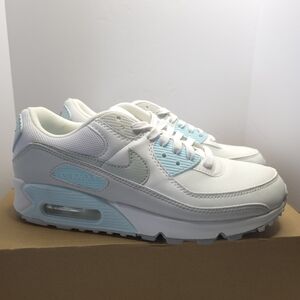 Nike Air Max 90 White and Light Blue Sneakers